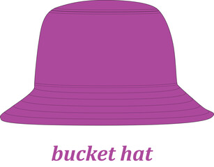 Bucket hat technical fashion illustration. hat template vector illustration.