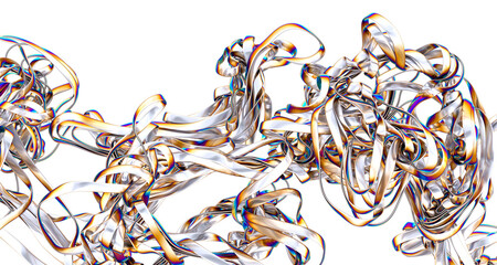 Shimmering iridescent fabric drapes creating a captivating abstract design