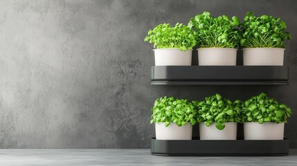 Fototapeta premium Cutaway design of a microgreen-growing system for urban apartments, indoor farming, sustainable food production