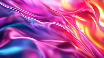 Obraz premium Vibrant abstract fabric with flowing waves of pink, purple, and orange, creating a dynamic and eye-catching visual effect.