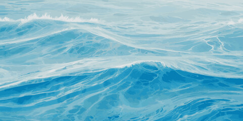 Obraz premium Top view on blue and white ocean wave background. Water ocean wave white and soft blue aqua, teal and marble texture.