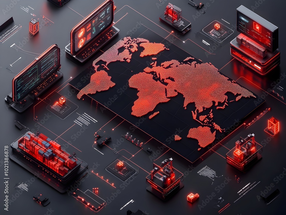Poster cutting edge ai driven global logistics platform with dynamic touchscreen workstations precision eng