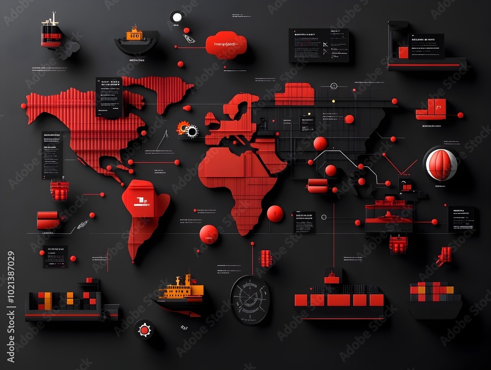 Poster cutting edge ai powered logistics platform mapping intricate web of international trade routes acros