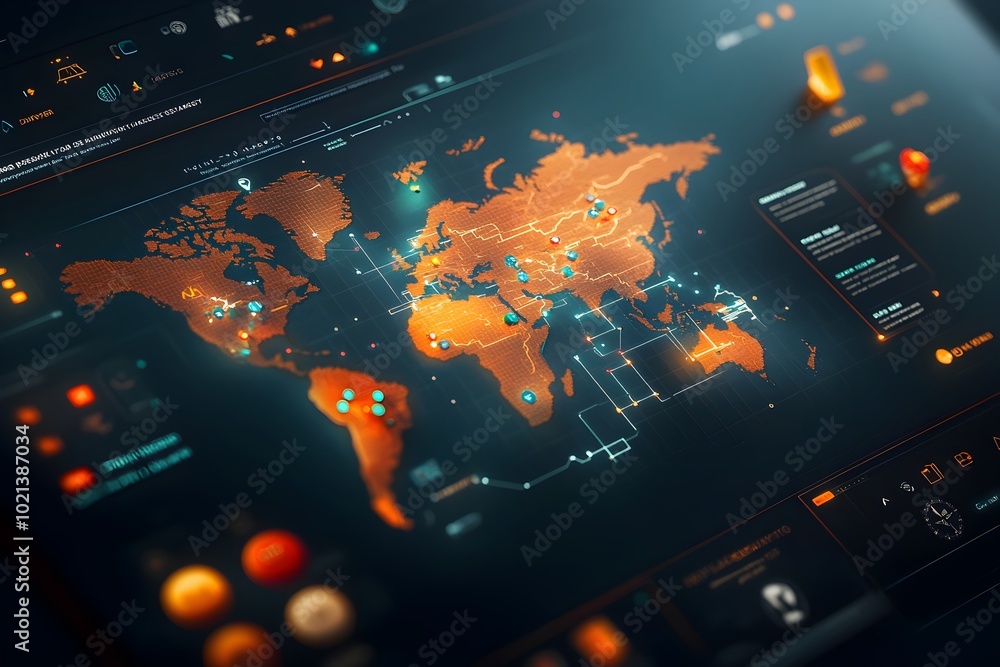 Poster ai powered global logistics revolution comprehensive digital mapping and tracking of container ship 