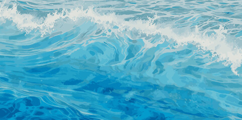 Top view on blue and white ocean wave background. Water  ocean wave white and soft blue aqua, teal and marble texture.