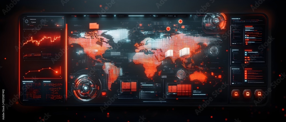 Poster ai powered logistics control center mapping worldwide shipping networks and real time cargo tracking