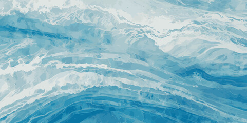 Top and aerial view of wave ocean sea background. Blue and white wavy sea water background.