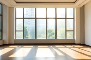 Large Window with Sunbeams in Empty Room