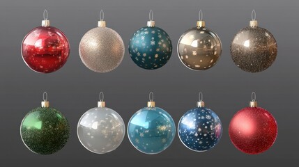 Obraz premium Christmas balls collection. for christmas decoration.transparent background.