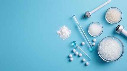 Blueprint of a molecular gastronomy lab, precise tools and molecular structures, food science, high-tech cooking concept