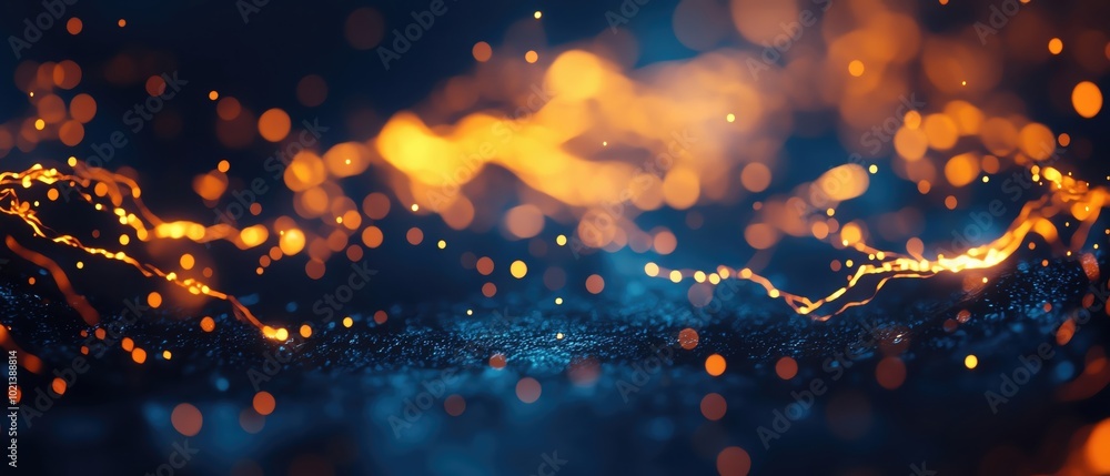 Aufkleber vibrant and dynamic abstract background featuring glowing particles and flowing light in blue and or