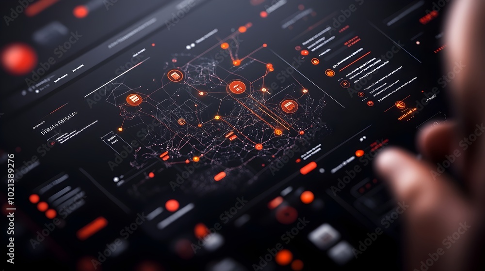 Poster advanced ai driven global logistics network featuring intricate real time data visualizations intell