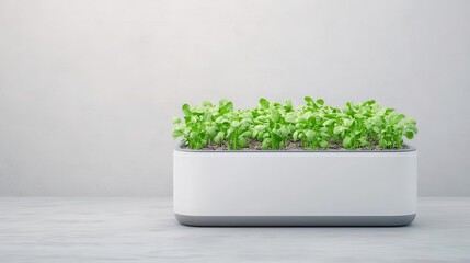 Cutaway design of a microgreen-growing system for urban apartments, indoor farming, sustainable food production