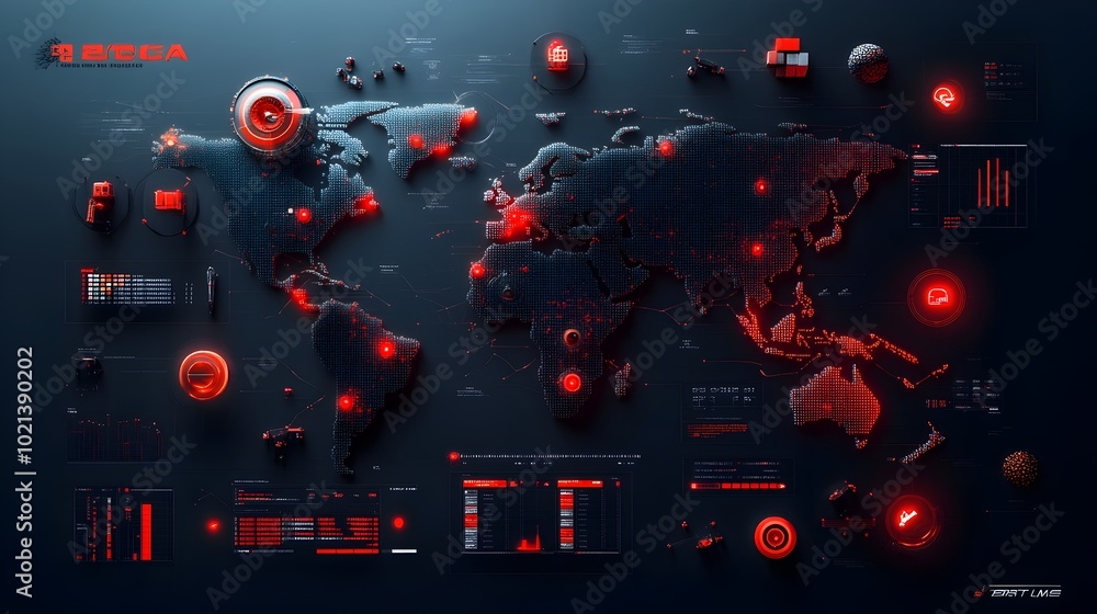 Poster futuristic logistics optimization streamlining global supply chain processes with advanced analytics