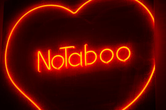 No Taboo inscription at sex shop window