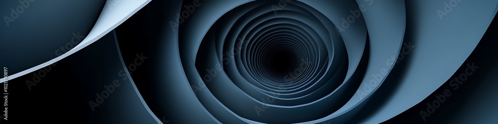 Poster a dynamic, abstract spiral pattern with a large dark area for text