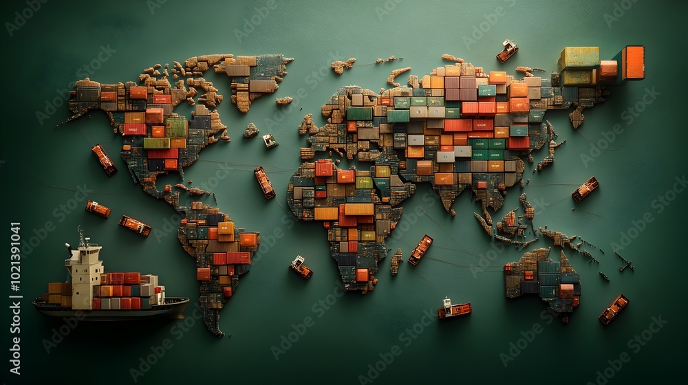 Poster cutting edge ai driven visualization of a global logistics network tracking supply chain ship moveme
