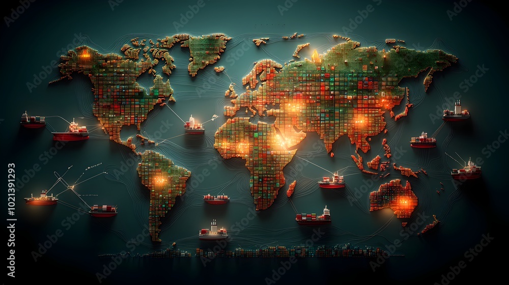 Poster ai driven international logistics navigating global trade corridors with data powered precision and 