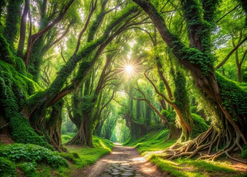 Enchanting Hoya Baciu Forest in Romania with Mystical Trees and Lush Greenery in Natural Light