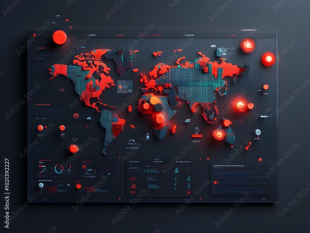 Poster cutting edge system monitoring worldwide logistics with dynamic virtual supply chain visualization d
