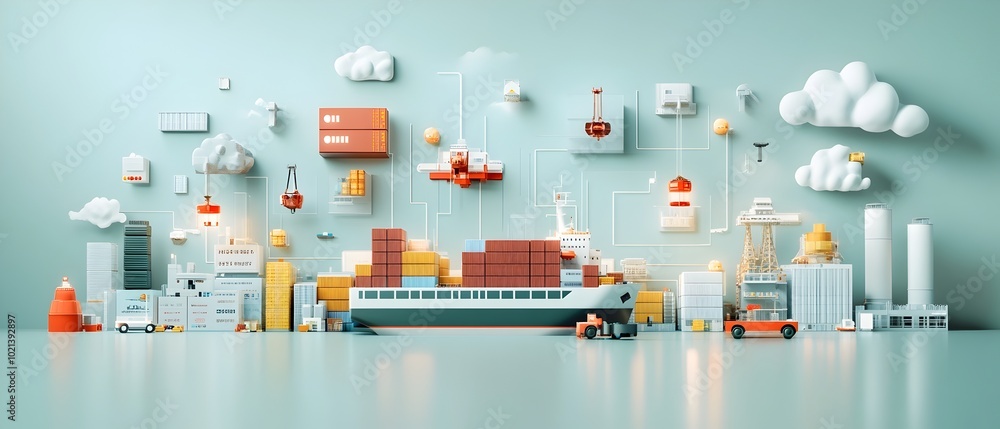 Poster advanced logistics platform consolidating worldwide supply networks featuring real time data trackin