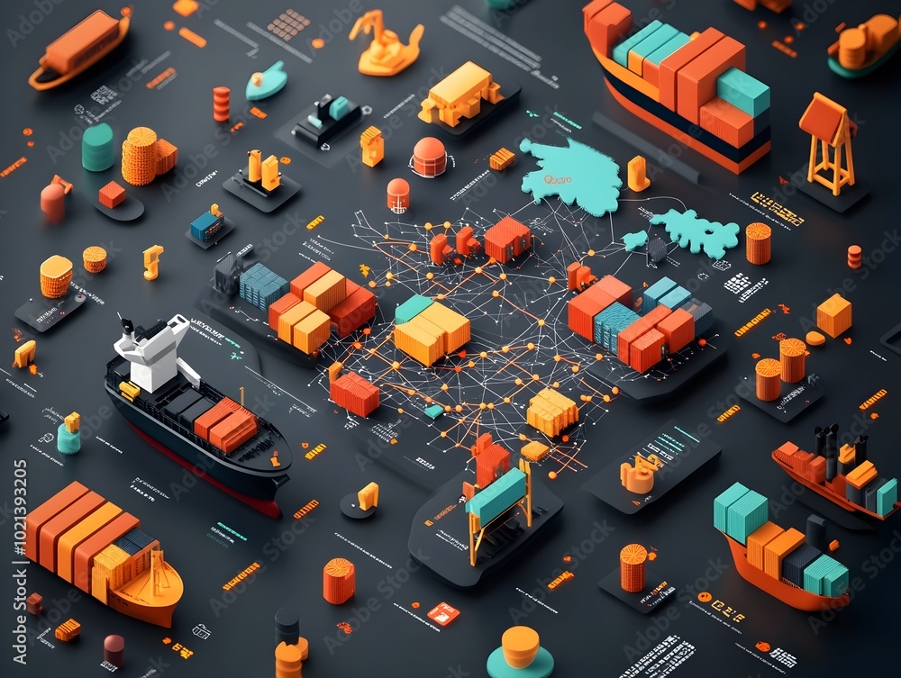 Poster cutting edge ai powered logistics platform mapping global trade networks with real time data analyti