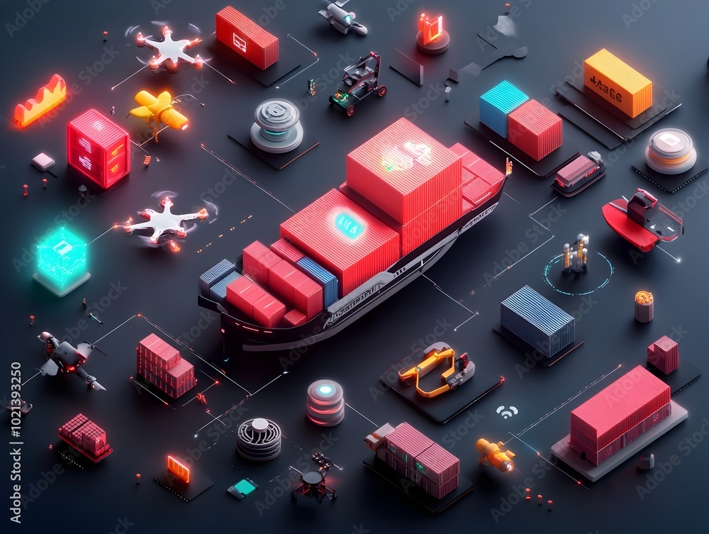 Aufkleber cutting edge ai powered logistics ecosystem revolutionizing international trade and distribution wit