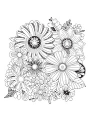 Floral pattern with abstract flowers in a vintage decorative design