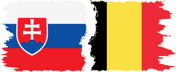 Belgium and Slovakia grunge flags connection, vector