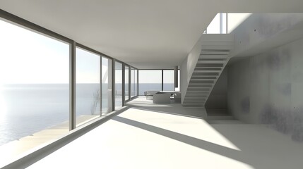 Modern Minimalist Interior Design with Ocean View