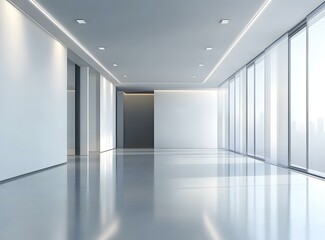 Fototapeta premium Modern Office Interior Design with Large Windows