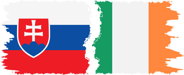 Ireland and Slovakia grunge flags connection, vector