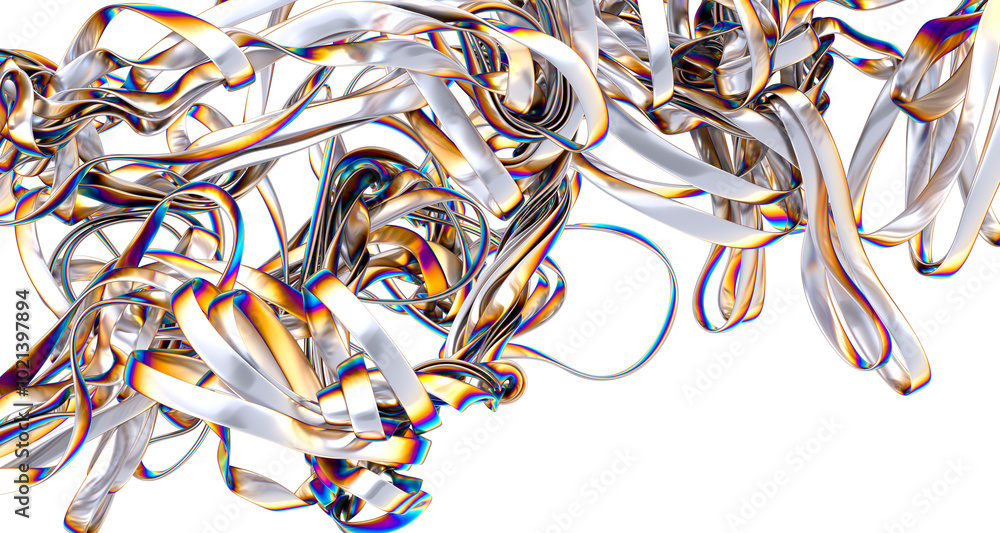 Aufkleber Shimmering iridescent fabric drapes creating a captivating abstract design