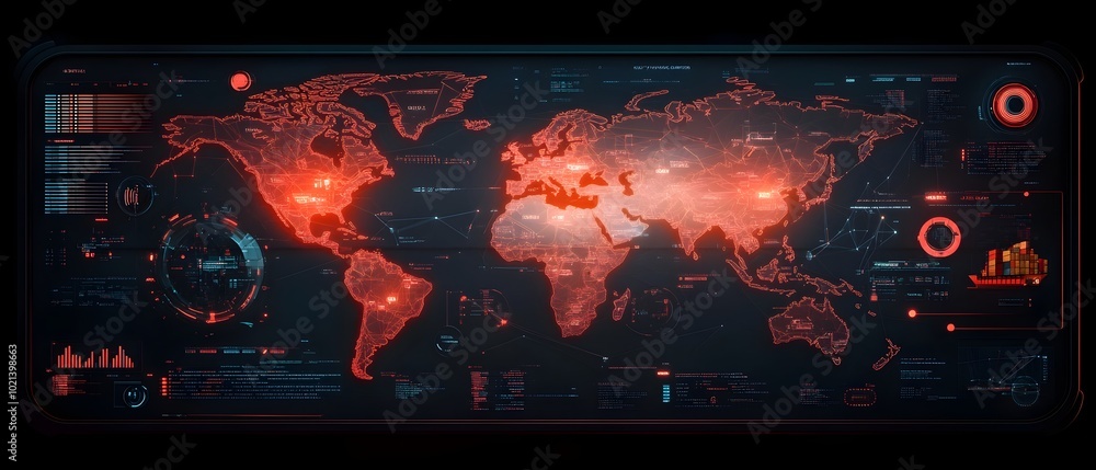 Poster futuristic logistics command center visualizing real time global supply chain with 3d data models tr