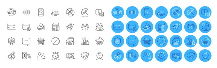 Coins, Wallet money and Seo analytics line icons pack. Love chat, Squad, Corrupt web icon. Food order, Airport transfer, Calendar pictogram. Food delivery, Gas grill, Text message. Vector