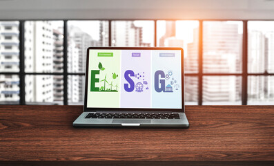 ESG environmental social governance policy for modish business to set a standard to achieve high...