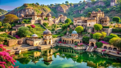 Obraz premium Explore the Beauty of Bundi Gardens: A Serene Oasis of Nature, Culture, and Stunning Architecture in Rajasthan