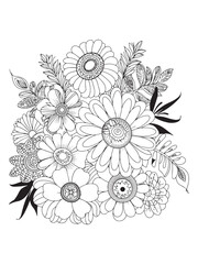 Abstract floral pattern with decorative leaves and swirling vintage elements