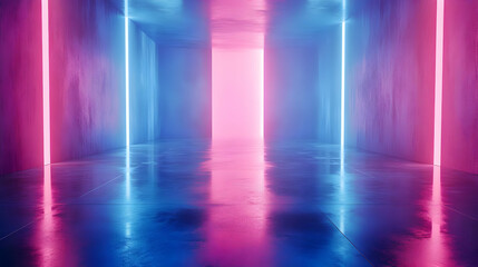 3D Neon Lights Abstract Background