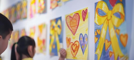 Obraz premium Colorful Children's Art Exhibition for Hope and Awareness on International Childhood Cancer Day