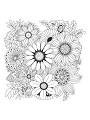 Abstract floral pattern with decorative flowers and leaves in a vintage style