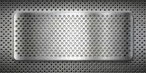 A Brushed Metal Plate with Round Perforations, Set Against a Background of Similar Perforated Metal