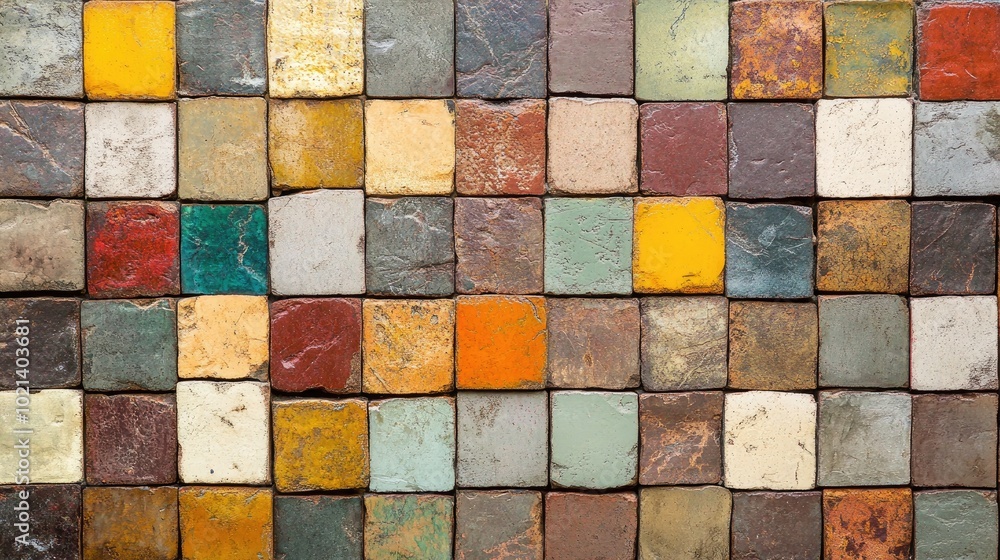 Poster an abstract mosaic design background featuring brick tiles
