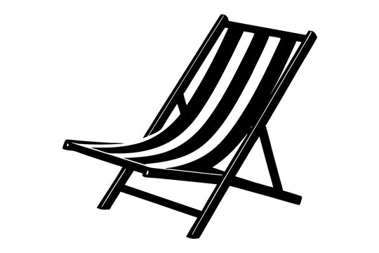 black and white striped beach chair clip art preview