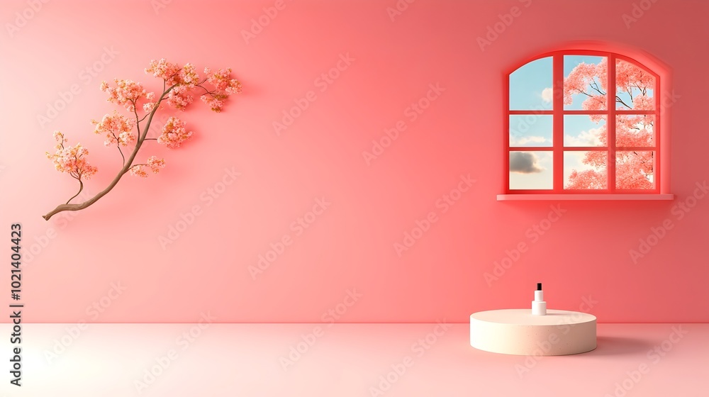 Poster minimalist 3d studio room setting with mauve colored background empty floor and wall and a product p