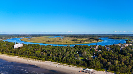 Riga Jūrmala Latvia landscape beach panoramic drone aerial view 