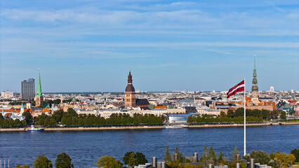 Obraz premium Lithuania Riga city landscape, skyline aerial drone view city centre