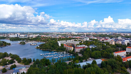 Helsinki Finland city aerial drone view