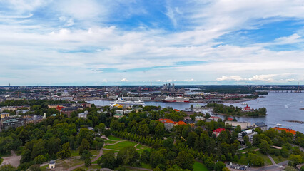Helsinki Finland city aerial drone view