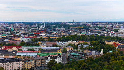 Heksinki Finland city aerial drone view